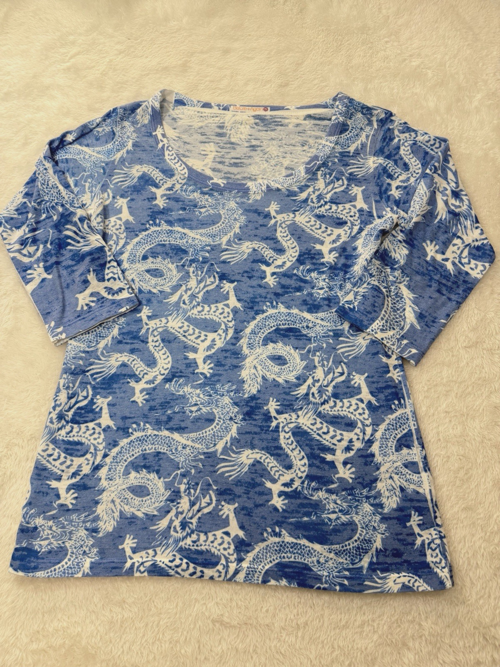 Before + Again Dragon Thermal Burnout Top Size Small Boho Hippie